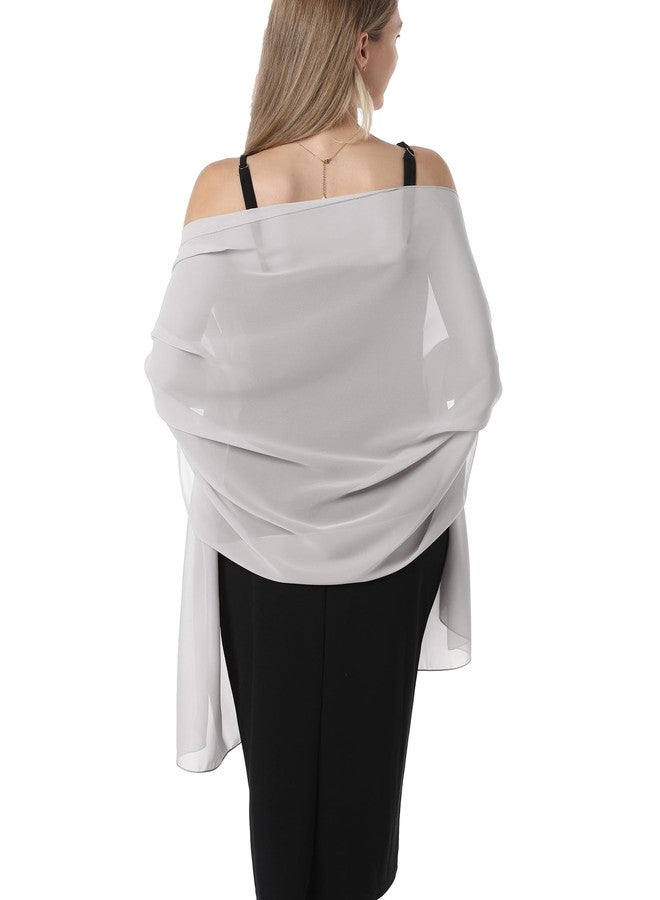 Hotshawl Chiffon Shawls and Wraps for Evening Dresses Women Elegant Soft Scarf Bridal Scarve Wedding Stole (Silver, One Size) - Image 2